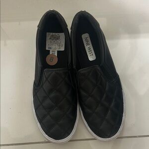 Nine West Black Quilted Slip-On Flats